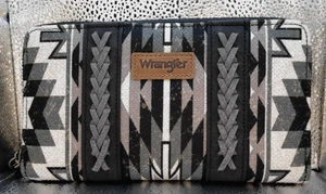 Wrangler Damen Southwestern Kunstdruck grau Kalbsleder Geldbörse WG2211-W006GY - Bild 1 von 5