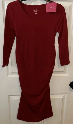 Isabel by Ingrid & Isabel XS Burgundy Red 3/4 Sleeve Maternity Dress NWT - Image 1 of 4