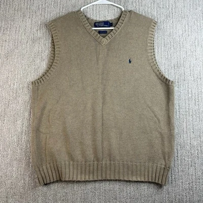 Polo Ralph Lauren Knit Sweater Best Men’s Size Large Beige Cotton - Image 1 of 4
