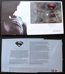 Jersey Stamps: "Superman - Man of Steel" First Day Cover £3.00 Mini Sheet 2013 - Picture 1 of 4