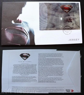 Jersey Stamps: "Superman - Man of Steel" First Day Cover £3.00 Mini Sheet 2013 - Image 1 of 4