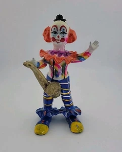 Vintage CLOWN Paper-Mache With Saxophone 7"X 5" - Picture 1 of 7