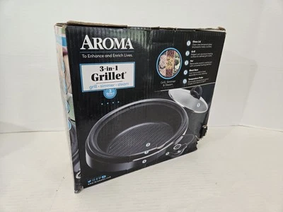 Parrilla interior eléctrica 3 en 1 Aroma Black 3 cuartos de galón nueva ENVÍO GRATUITO Foto 1 de 4