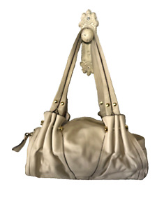 B. Makowsky  Glove leather double entry zipper top shoulder bag beige/taupe