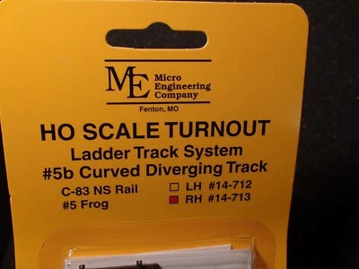 Micro- Engineering #14-713 HO LADDER TRACK SYSTEM TURNOUT RH #5b Code 83 - Image 1 of 4