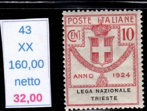 Enti parastatali Lega Nazionale Trieste c 5 nuovo gomma integra mnh - Picture 1 of 1