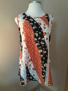 Boutique geblümt Größe 2XL gestreift Spitzendetail Vision USA ärmelloses Tanktop - Bild 1 von 7