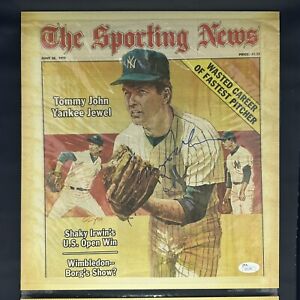 Tommy John New York Yankees Sporting News Signed Cover JSA COA (Cut Cover)