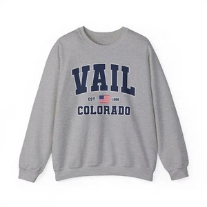 Vail Colorado CO Trip Sudadera Regalos Cuello Redondo Largo Pulóver Camisa Hombres Unisex - Imagen 1 de 8