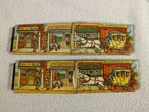 IDEAL DODGE CITY IN METAL BANK GENERAL STORE BARBER CS-80 TIN LITHO ~ TWO WALLS - Picture 1 of 3