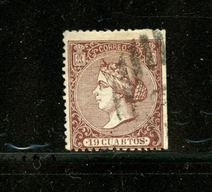 KMC4076-Spain #84 (S878) Queen Isabella 19c brown 1866, U, S/E, CV$525.00 - Bild 1 von 2
