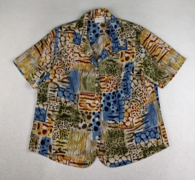 Top para mujer Alfred Dunner talla 16W estampado animal manga corta abotonada Foto 1 de 4