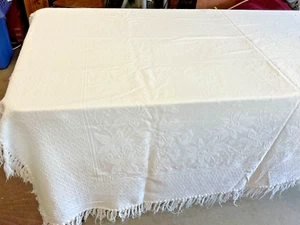 Big old white cotton bedspread for poster bed 72”. X 80” - Picture 1 of 5