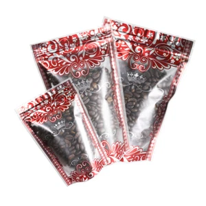 100pcs Waterproof Red/Silver Clear Front Stand-Up Zip Seal Pouches in Many Sizes - Picture 1 of 5
