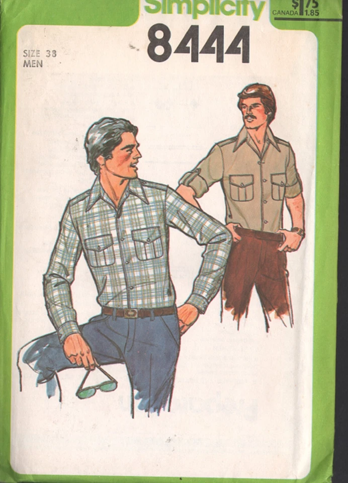 Men's Shirt, Simplicity 8444 Sewing Pattern, Size 38, uncut - Image 1 of 1