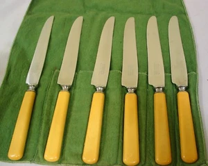 Set Of 6 MCM Universal Resistain Steel 9 1/2" Dinner Knives w/felt wrap - Bild 1 von 4