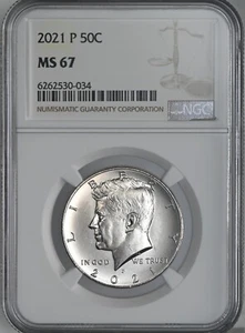 2021-P  50C KENNEDY HALF DOLLAR (CLAD) "PHILADELPHIA MINT" NGC MS67 #6262530-034 - Picture 1 of 4