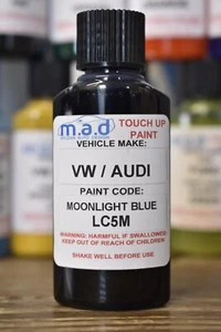 30ML TOUCH UP PAINT BOTTLE AUDI/VW MOONLIGHT BLUE LC5M SCRATCH CHIP - Picture 1 of 1