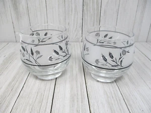 Juego de crema y azúcar vintage de vidrio Libbey diseño trigo plateado - Imagen 1 de 9