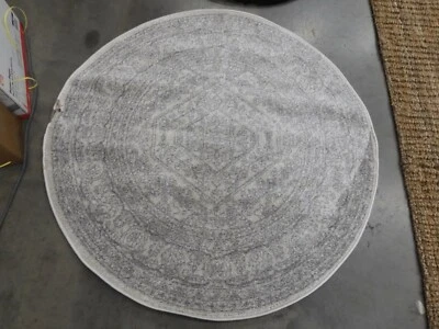 IVORY / SILVER 4' X 4' Round Stained Rug Reduced Price 1172604903 ADR108B-4R - Image 1 of 4