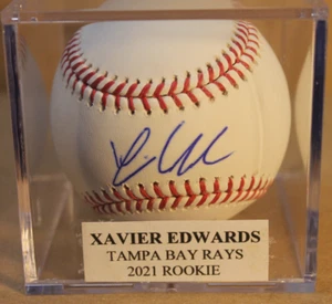 EDWARDS, XAVIER TAMPA BAY RAYS ROOKIE BASEBALL FIRMATO (Autore Beckett) - Foto 1 di 2