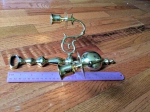 Brass candle holder double arm candelabra 12” wall sconce Christmas holidays - Picture 1 of 11