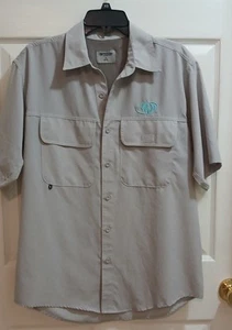 Mossy Oak Shirt Mens Med Gray Short Sleeve Button Up Fishing Vented Outdoors - Picture 1 of 8