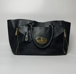 Mulberry Black Willow Tote Bag Large with Detachable Clutch Gold Hardware - Picture 1 of 24