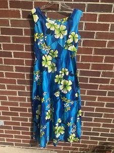 Vintage 70’s Authentic Royal Hawaiian Blue Floral Sleeveless Maxi Dress Size S/M - Bild 1 von 11