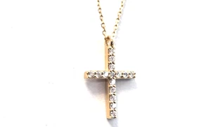 Precio más bajo Alta Calidad 0.15CT -14k Cruz Colgante Laboratorio Diamante Cultivado HPHT VVS - Imagen 1 de 5