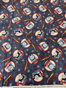 Thomas The Tank Engine & Friends Train Stars 2009 Cotton Fabric 32” X 42” Wide - Picture 1 of 4