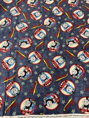 Thomas The Tank Engine & Friends Train Stars 2009 Cotton Fabric 32” X 42” Wide - Image 1 of 4