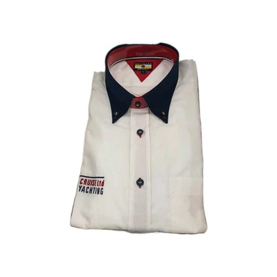 Camicia Uomo Navigare Sport Bianca Con Collo A Contrasto E Ricamo - Immagine 1 di 3