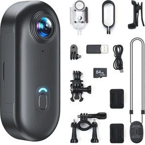 Mini cámara corporal 4K, cámara rápida de acción de 64 GB, cámara rápida POV, tamaño pulgar manos libres re - Imagen 1 de 8