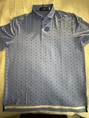 Новый с Ярлыками RLX Ralph Lauren производительности гольф поло светло-синий с меч-рыба узор L - Изображение 1 из 4