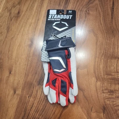 Luvas de beisebol de softbol Evoshield Standout juvenil médio vermelho branco cinza - Imagem 1 de 3