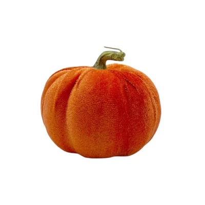Herbstlicher Deko-Kürbis aus Samt Orange Ø ca. 11,5 cm Herbst Halloween Dekorati - Bild 1 von 2