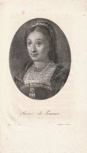 c1820 Renée de France Renata von Ferrara Frankreich Lithographie-Porträt - Picture 1 of 1