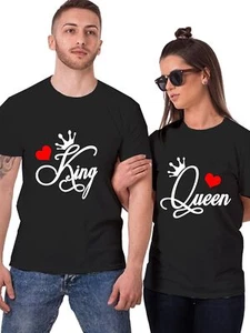 1PC Pure Cotton T-Shirt, Couple's Tee,100% Soft Round Neck Husband and Wife Set - Picture 1 of 22
