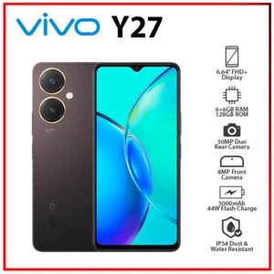 (Unlocked) VIVO Y27 (6+6)GB+128GB BLACK Dual SIM Octa Core Android Cell Phone - Afbeelding 1 van 5