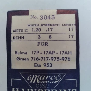 Marco 3045 main Spring 1.20  .17  17  in. bulova  gruen eta  b39 - Picture 1 of 1