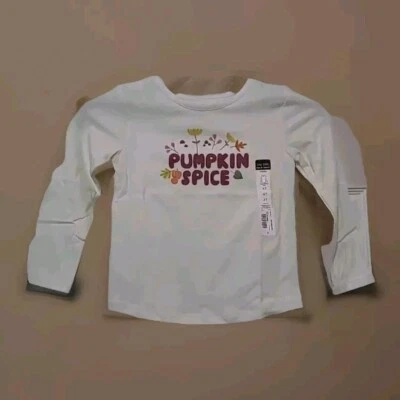 JC PENNEY'S Fall OKIE DOKIE Girls Off White "Pumpkin Spice" SHIRT Sz 4T NEW/Tags - Image 1 of 4
