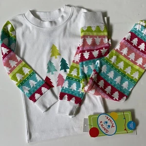 Sara's Prints Pajama Set Size 4T Girls Christmas 2 Piece Organic Cotton 4 - Picture 1 of 17