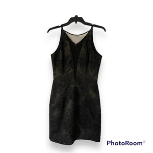 Dress the Population Kennedy Illusion Plunging Dress Black Size M Medium Floral - Picture 1 of 9