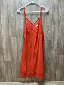 Vintage NWT Warner's Nylon Slip Red Nightgown Dress Lace size 40a - Picture 1 of 10