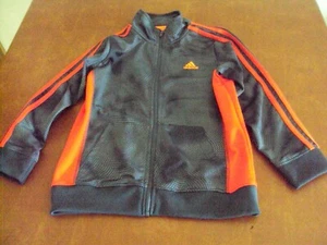 Adidas Boys Track Jacket Size 5 Gray Orange Stripes Logo  - Picture 1 of 5