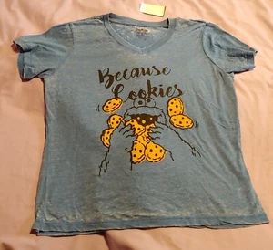 NWT COOKIE MONSTER LADIES TOP sz XL  SLEEP   LOUNGE   blue - Picture 1 of 11
