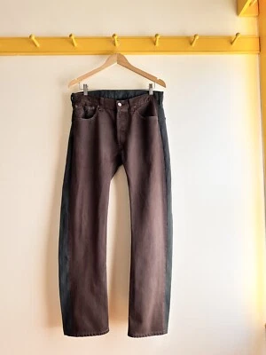 Jeans jeans BLESS Paris upcycled na França Levi's meio e meio L cinza marrom 34" - Imagem 1 de 4