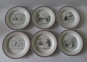 6 Restoration Hardware New Yorker 8" Wine Cartoons Side / Canape Plates - Unused - Picture 1 of 10