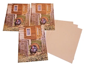 Set of New Three LANG Turkey Run Thanksgiving Cards w/ Envelopes by Ned Young - Picture 1 of 4